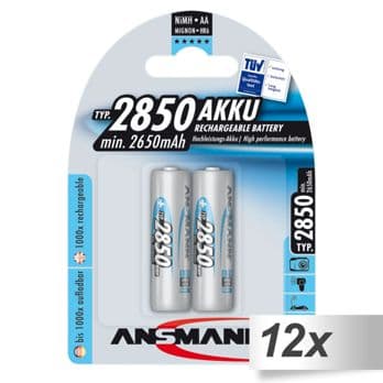 Foto: 12x2 Ansmann NiMH Akku 2850 Mignon AA 2650 mAh