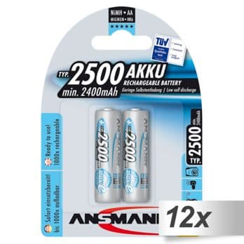 Foto: 12x2 Ansmann maxE NiMH Akku 2500 Mignon AA 2400 mAh