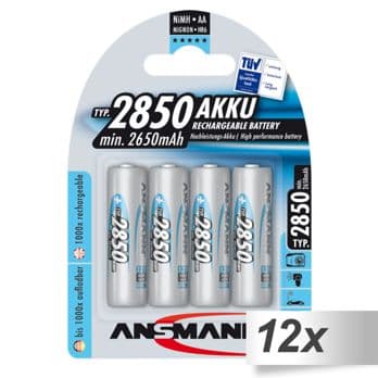 Foto: 12x4 Ansmann NiMH Akku 2850 Mignon AA 2650 mAh