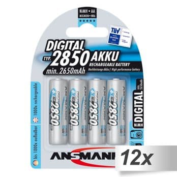 Foto: 12x4 Ansmann NiMH Akku 2850 Mignon AA 2650 mAh DIGITAL