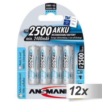 Foto: 12x4 Ansmann maxE NiMH Akku 2500 Mignon AA 2400 mAh