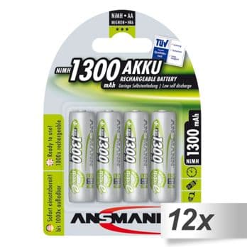 Foto: 12x4 Ansmann maxE NiMH Akku Mignon AA 1300 mAh