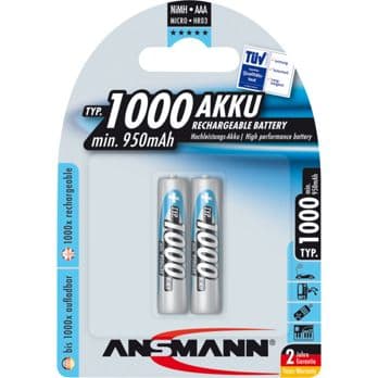 Foto: 1x2 Ansmann NiMH Akku 1000 Micro AAA 950 mAh