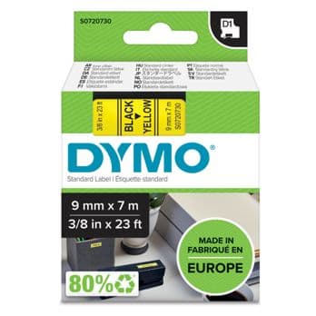 Foto: Dymo D1 Schriftband 9 mm x 7 m schwarz auf gelb           40918