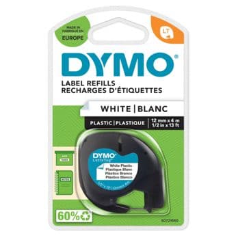 Foto: Dymo Letratag Band Plastik weiß 12 mm x 4 m           91221