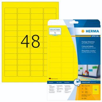 Foto: Herma Etiketten gelb   45,7x21,2 20 Blatt DIN A4 960 Stück   4366