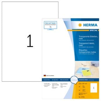 Foto: Herma transp. Etiketten  210X297 100 Blatt DIN A4 80 Stück  10783