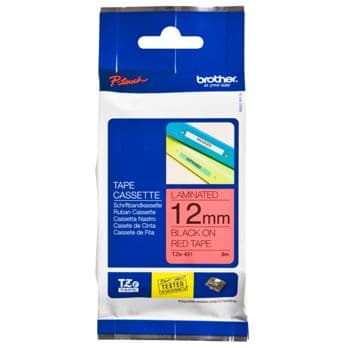 Foto: Brother Schriftbandkassette TZE-431 rot/schwarz 12 mm