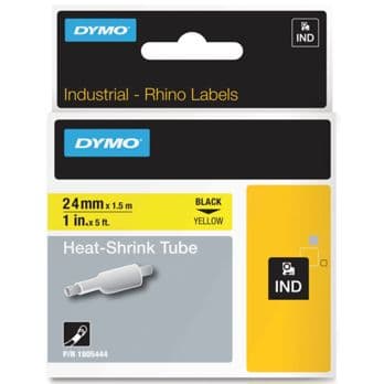 Foto: Dymo Rhino Heißschrumpfschlauch 24 mm x 1,5 m schwarz auf gelb