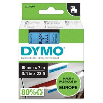 Foto: Dymo D1 Schriftband 19 mm x 7 m schwarz auf blau           45806