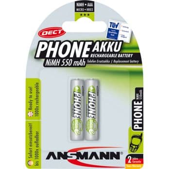 Foto: 1x2 Ansmann maxE NiMH Akku Micro AAA 550 mAh DECT PHONE