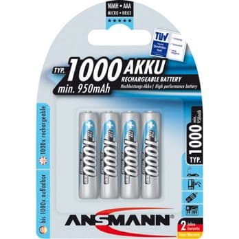 Foto: 1x4 Ansmann NiMH Akku 1000 Micro AAA 950 mAh