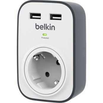 Foto: Belkin SurgeCube Überspannungss. Steckdose + 2xUSB 2,4A  BSV103vf
