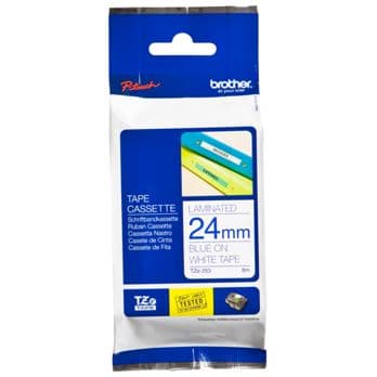 Foto: Brother Schriftbandkassette TZE-253 weiß/blau 24 mm