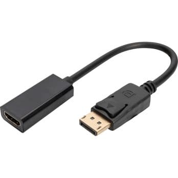 Foto: DIGITUS DisplayPort Ad/Konverter DP- HDMI Typ A St/Bu 15cm schw.