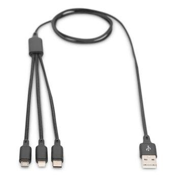 Foto: DIGITUS Kabel 3-in-1 Kabel USB-A auf Lightning/MicroUSB/USB-C