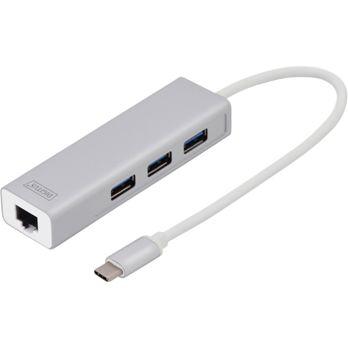 Foto: DIGITUS USB Typ-C 3.0 3-Port Hub mit Gigabit Ethernet    DA-70255