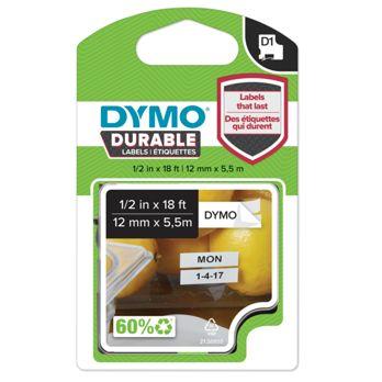 Foto: Dymo D1 Vinylband High Perf. 12 mm x 5,5 m schwarz auf weiß