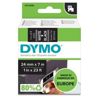 Foto: Dymo D1 Schriftband 24 mm x 7 m weiß auf schwarz