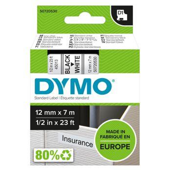 Foto: Dymo D1 Schriftband 12 mm x 7 m schwarz auf weiß           45013