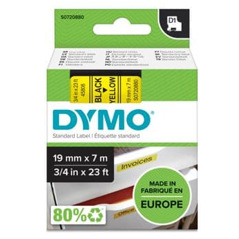 Foto: Dymo D1 Schriftband 19 mm x 7 m schwarz auf gelb           45808