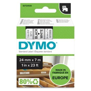 Foto: Dymo D1 Schriftband 24 mm x 7 m schwarz auf weiß           53713