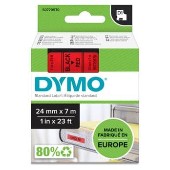 Foto: Dymo D1 Schriftband 24 mm x 7 m schwarz auf rot            53717