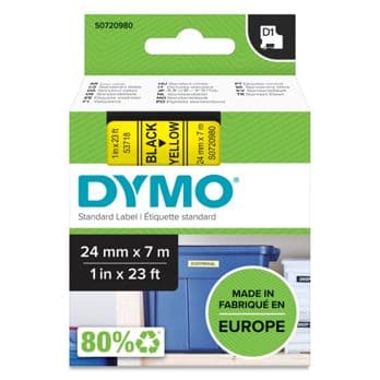 Foto: Dymo D1 Schriftband 24 mm x 7 m schwarz auf gelb           53718