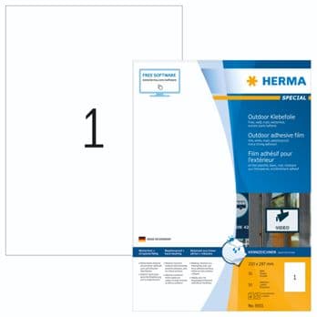 Foto: Herma Outd. Klebef.Etik. 210X297 weiß 50 Bl. DIN A4 50 Stück 9501