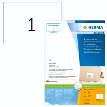 Foto: Herma Prem. Adressetik.148,5x205 400 Blatt DIN A5 400 Stück  8690