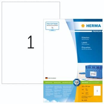 Foto: Herma Prem. Etiketten    210x297 100 Bl. DIN A4 100 Stück    4428