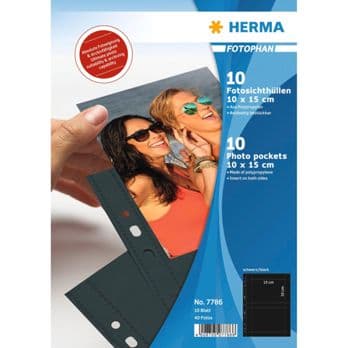 Foto: Herma fotophan 10x15 quer 10 Blatt schwarz            7786