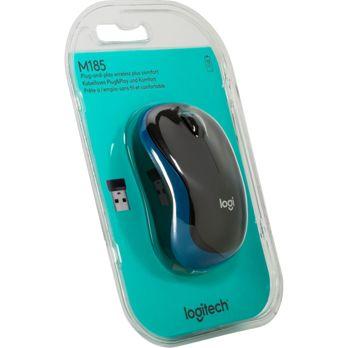Foto: Logitech M 185 Cordless Notebook Mouse USB schwarz / blau