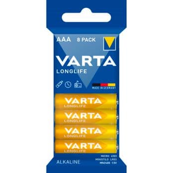 Foto: 1x8 Varta Longlife AAA LR 3 Folienverpackung