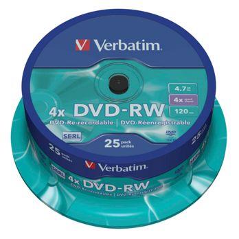 Foto: 1x25 Verbatim DVD-RW 4,7GB 4x Speed, matt silver