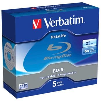 Foto: 1x5 Verbatim BD-R Blu-Ray 25GB 6x Speed Datalife No-ID Jewel