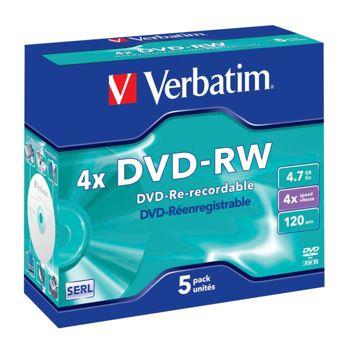 Foto: 1x5 Verbatim DVD-RW 4,7GB 4x Speed, Jewel Case