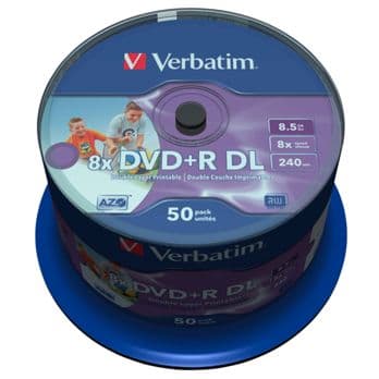 Foto: 1x50 Verbatim DVD+R Double Layer 8x Speed, 8,5GB wide printable